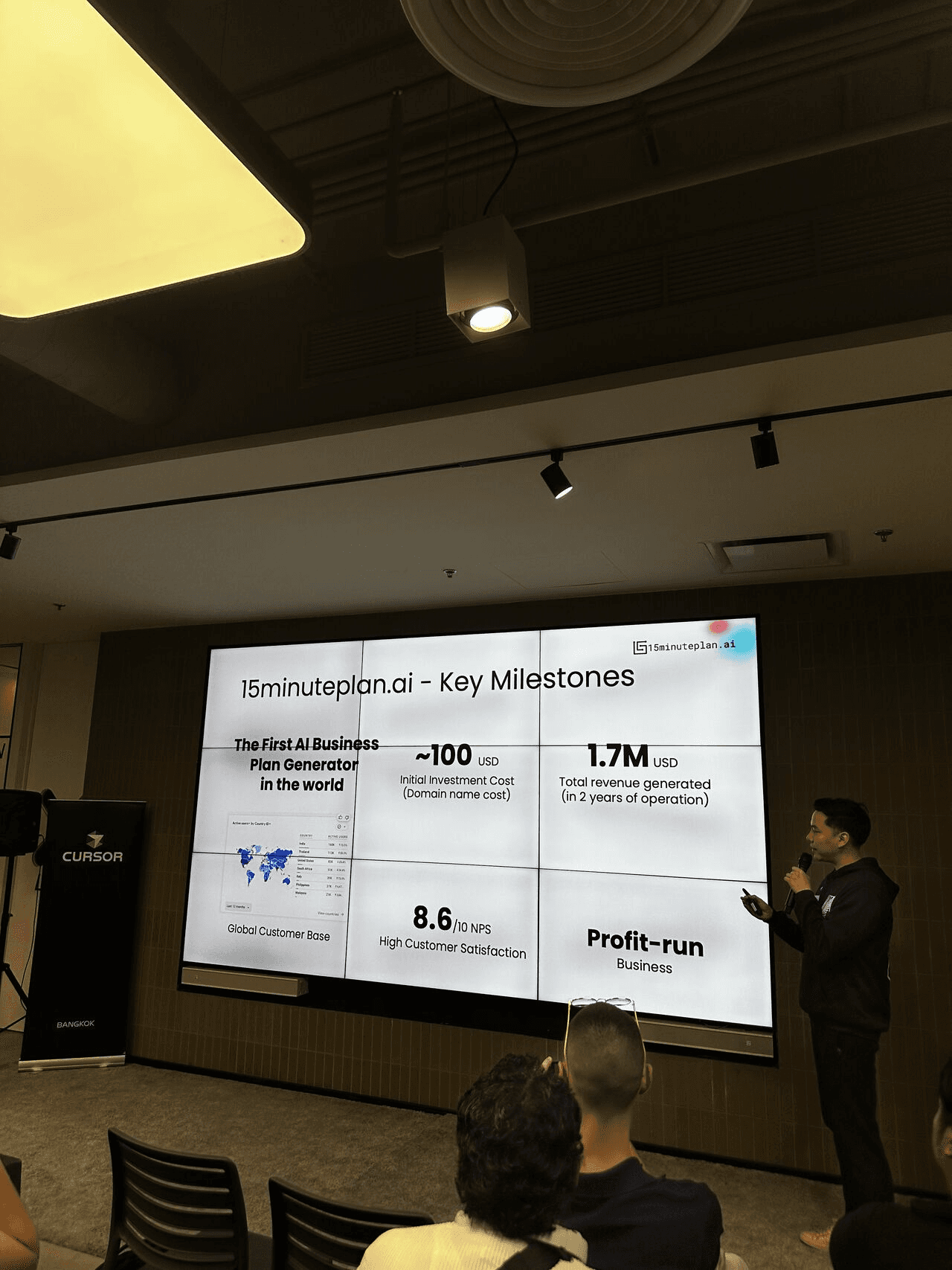 Chip teaching AI-assisted programming with SCB 10X at a Cursor event