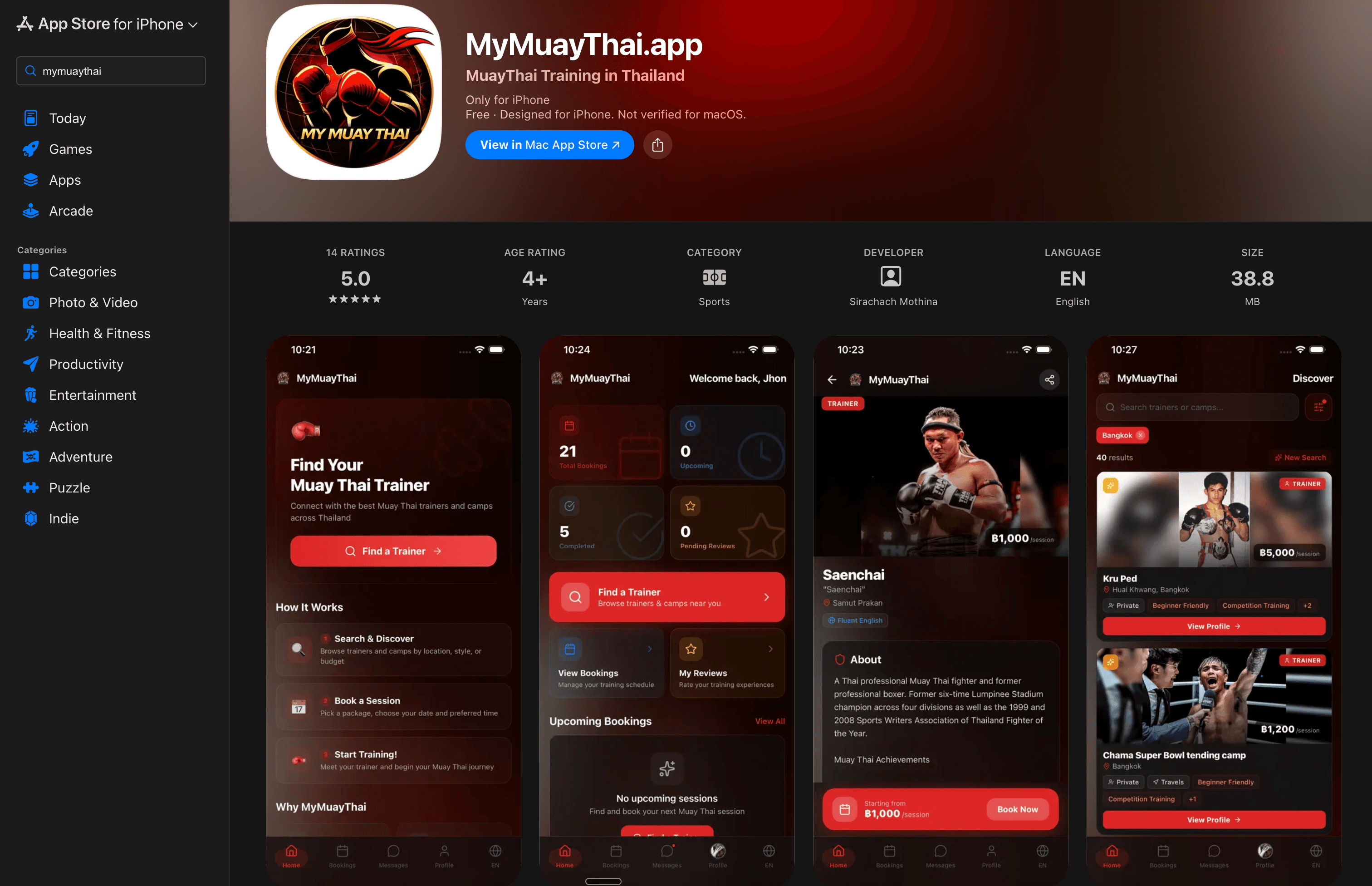 Screenshot of MyMuayThai